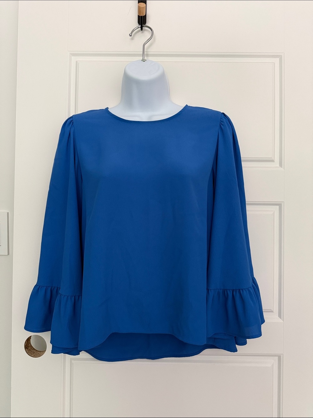 Zara Cobalt Blue Ruffle Hem Blouse